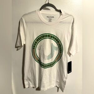 🔥🌞True Religion White and Green Graphic Tee
